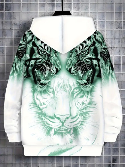 Murillo - Casual Long Sleeve Hoodie Jacket With Tiger Print