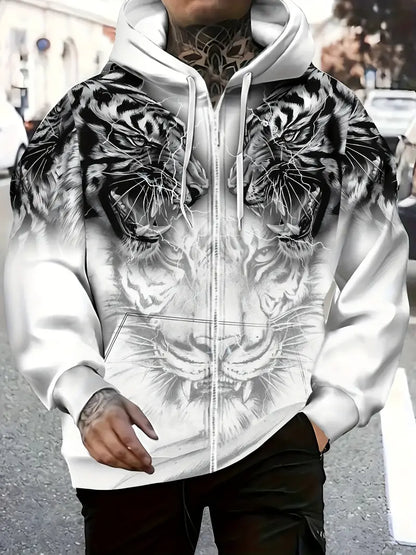 Murillo - Casual Long Sleeve Hoodie Jacket With Tiger Print