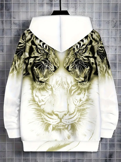 Murillo - Casual Long Sleeve Hoodie Jacket With Tiger Print
