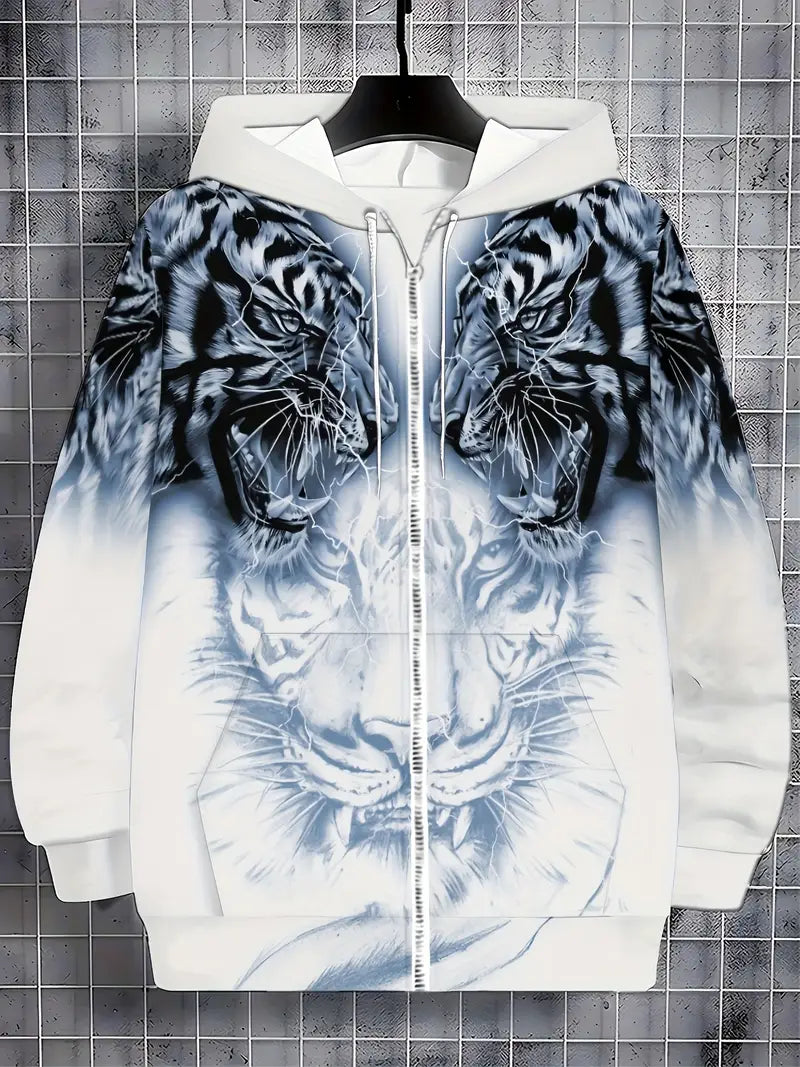 Murillo - Casual Long Sleeve Hoodie Jacket With Tiger Print