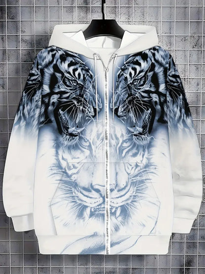 Murillo - Casual Long Sleeve Hoodie Jacket With Tiger Print