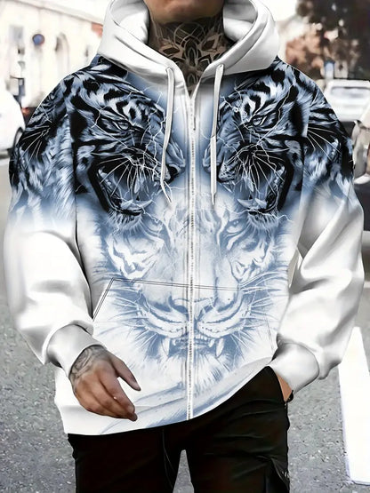 Murillo - Casual Long Sleeve Hoodie Jacket With Tiger Print