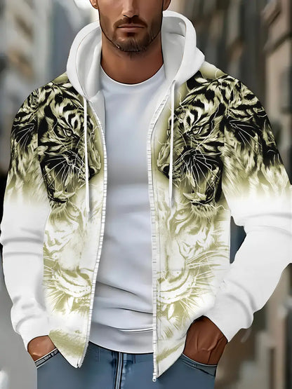 Murillo - Casual Long Sleeve Hoodie Jacket With Tiger Print