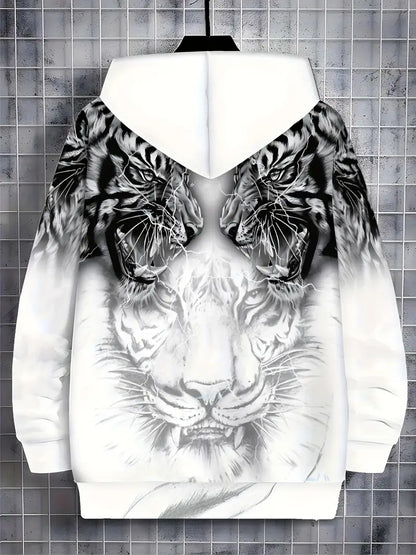 Murillo - Casual Long Sleeve Hoodie Jacket With Tiger Print